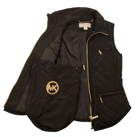 michael michael kors quilted black vest|Michael Kors puffer vest women's.